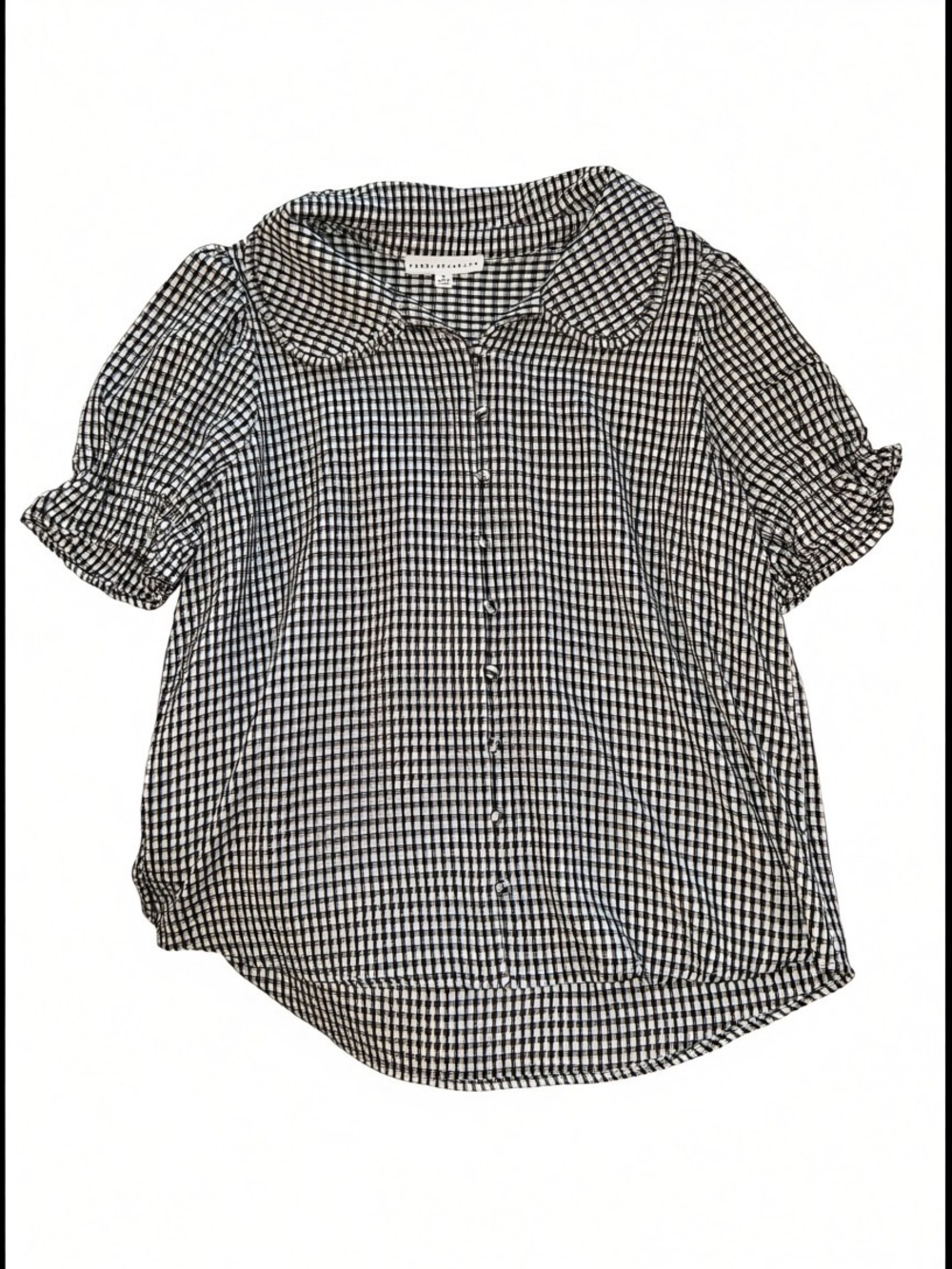 Jane and Delancey Black & White Gingham Button-Front Blouse